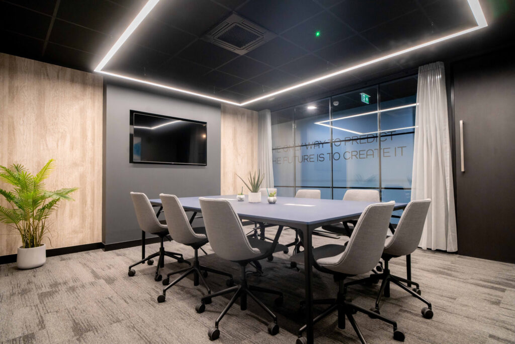 High tech office design to support hybrid meetings